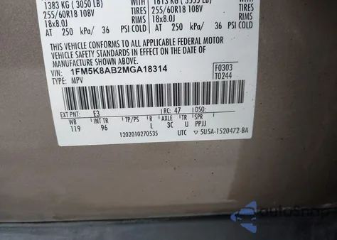 2021 Ford Police Interceptor from USA, damaged, VIN 1FM5K8AB2MGA18314